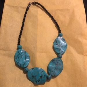 1- Black Agate stone Necklace with Howlite Turquoisen